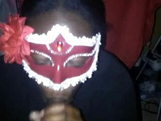 She eagerly sucks on a massive black cock while twerking her big ass.