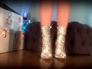Mesmerize her slave with sparkle boots