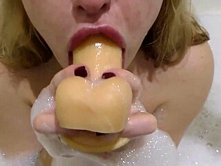 I absolutely love deep sucking this big rubber dick in my sensual solo session