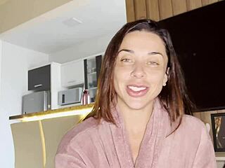 I feel so excited giving my roommate a blowjob