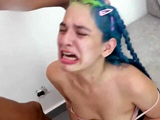 hot blonde teen 18+ gagging on massive cock in deep face fuck