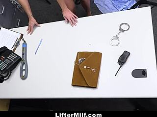 unemployed milf caught stealing gets fucked hard in security office