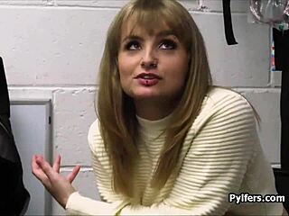 Busty hottie caught stealing sex toys gets fucked hard at work