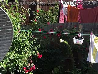 Sexy Neighbor With Big Tits And Saggy Boobs Shows Off Feet And Ass