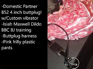 Preparing for sissy selfbondage with monster cock and toys