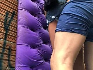 bold amateur latina bends over for intense anal pounding with sex toy doll in public favela outdoor action pushing limits