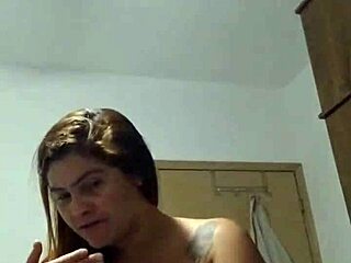 Married redhead video calls lover while husband watches and masturbates, finally cumming on her tits