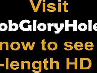 Glory Hole Brunette Blowjob Sucking Long Schlong with Big Tits Babe