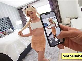 Caught! Asian cutie sucks monster white dick!