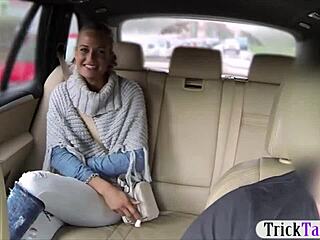 Huge Boobs Blonde Passenger Gets Railed Hard by Monster Cock in Public Cab