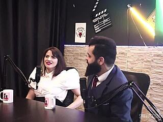 He pushed his arm deep inside Lady Snow's area to build her excitement during swing cast interview with Tifany Rocha - swing cast with tifany rocha lady snow watch on sheer red