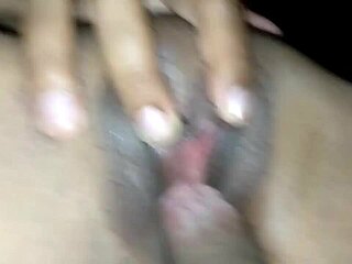 Shaved tight pussy gets orgasm with creampie in close-up amateur fucking.