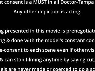 Redhead petite Stacy Shepard spreads shaved pussy and feet in tattoo fetish tickling behind the scenes with toes and ass