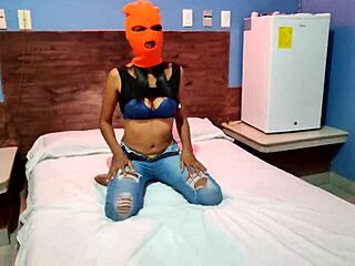 My brunette latina milf tells me she wants to celebrate halloween naked in hotel bed