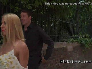 in a wild outdoor scene, a big ass brunette sub gets bound and fucked hard in public humiliation. her domination involves intense bdsm pain and group flashing for all to see.