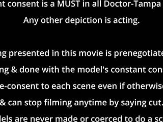 Jasmine Rose's thigh blasted with cum in femdom nurse scene at hospital with choking and spanking.