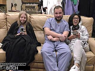 Jasmine Rose's thigh blasted with cum in femdom nurse scene at hospital with choking and spanking.