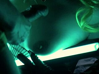 Catwoman in fishnets and gloves bends over for sensual doggystyle cock ride with cum on tits