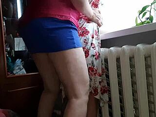 I fuck passionate miniskirt babe with strapon for orgasm when alone