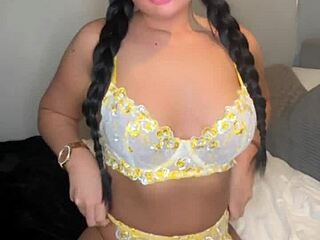 Slutty British girlfriend teases with horny solo play in high-definition webcam session