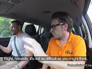 I catch my fake driving instructor's friend banging this blonde in class with deepthroat