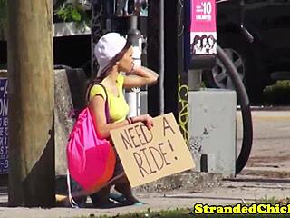 Amateur Hitchhiking Teen Fucked In Car With Cumshot And Blowjob