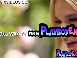 beautiful blonde teen 18+ bombshell sky wonderland strips outdoors, showing off her slender curves and natural tits