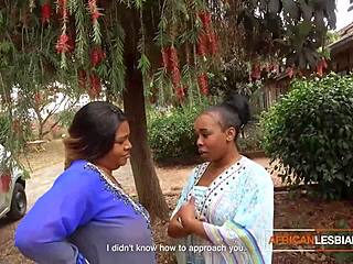 ebony milf brides in lingerie make out at outdoor party