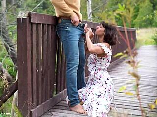 I feel so passionate as this muscular bodybuilder fucks me hard outdoors in the forest until I squirt everywhere