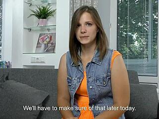 Chubby Russian Brunette Sandra Bulka's Virgin Casting with Big Tits Masturbation