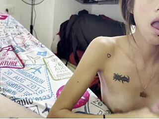 College girl dominates with dirty talk and spitting in pantyhose during solo session