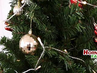 Hey, why not give these hot milf and teen the ultimate white Christmas threesome surprise?