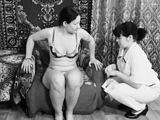 Hidden camera captures lesbian medical checkup for mature milf with big boobs and juicy butt in office role play