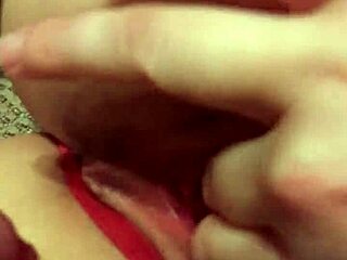 Prettiest pink pussy stuffed with throbbing big cock and cum in thong panties