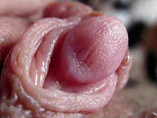 Big clit pulses in closeup as she reaches intense orgasm with wet pussy rubbing