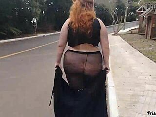 i feel so excited walking the streets in see-through clothes without panties showing off my big natural tits and legs in this homemade public adventure