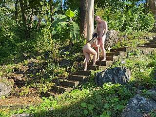 in the sunny outdoor pool a dominant asian guy bent over his wet girlfriend for rough doggystyle fucking and deepthroat action leading to moaning orgasm