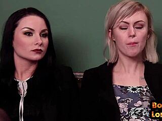 bound booty babe gets dominated in hot threesome with facial finish