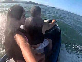 Having wild fun on a jet ski in Guarujá sea with sexy Latina friend 😎