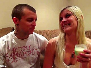 in this casual chat, the blonde babe introduces herself during the couple's amateur casting session