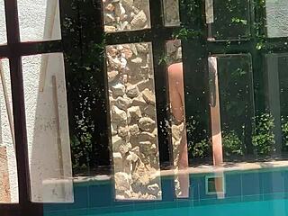 I spied on two girls bathing and after they caught me masturbating they invited me to join