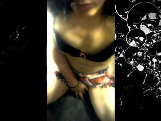 amateur shemale with long legs and natural tits masturbates in cute homemade crossdressing session 😘