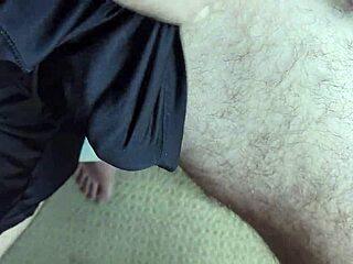 Soft Shorts Caress My Big Cock In Close-Up Solo Masturbation Without Underwear