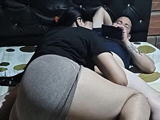 linda university student with beautiful features gets excited in her private room homemade real