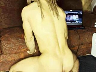 lvory white takes on huge dildo for solo anal gaping with feet play in intense session.