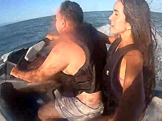 Having wild fun on a jet ski in Guarujá sea with sexy Latina friend 😎