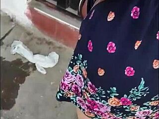 Following Curvy Mature In Street With Skirt And Thong