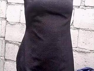 sexy pinay teen 18+ explores solo pleasure with huge dildo in close up at construction site