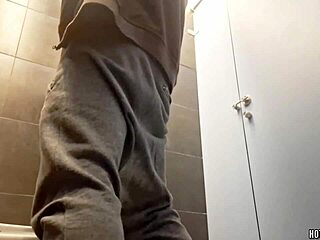 sexy and risky masturbation session in a public bathroom spot