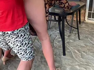 Stepmom Engages in Mutual Masturbation Leading to Outdoor Creampie Doggystyle